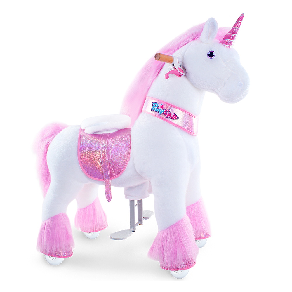 Pink unicorn ride on toy main