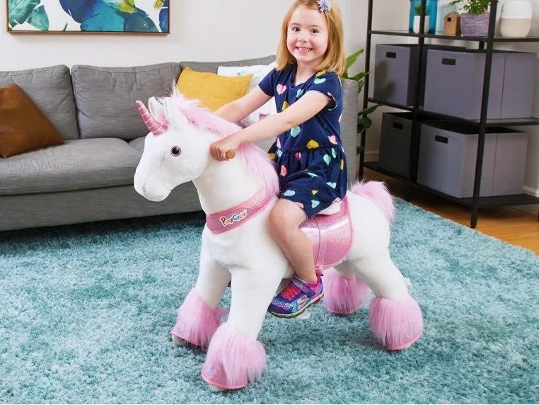 This perfect gift for kids-PonyCycle ride on horse /unicron toy  can play on carpet. Not only unique out door ride on toy but also a perfect indoor rideable toy.